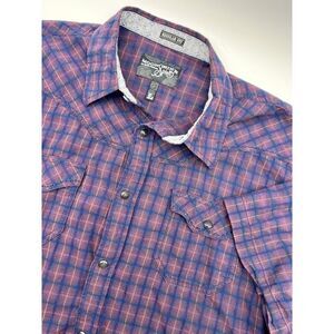 Moonshine Spirit Men's Western Pearl Snap‎ Short Sleeve Shirt SZ L Reg. Fit